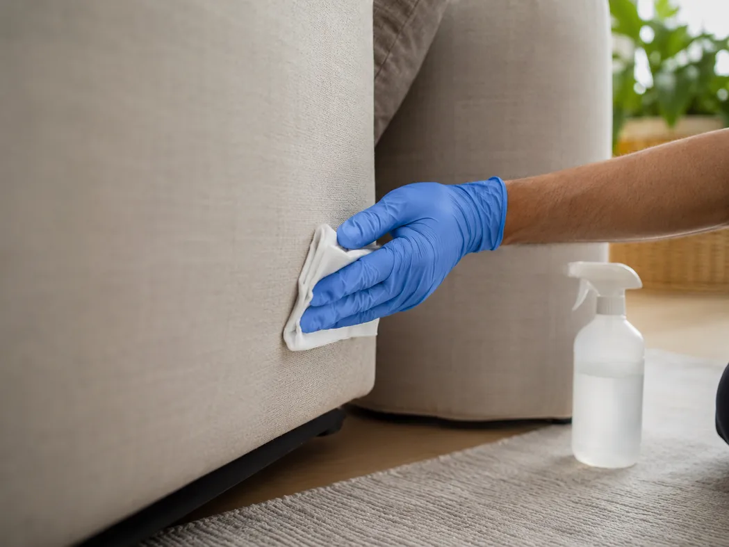 Was Sie nicht aufs Sofa sprühen sollten — Bleichmittel, Spiritus pur, parfümierte Desinfektionssprays und Aldehyd-Reiniger mit Warnsymbol